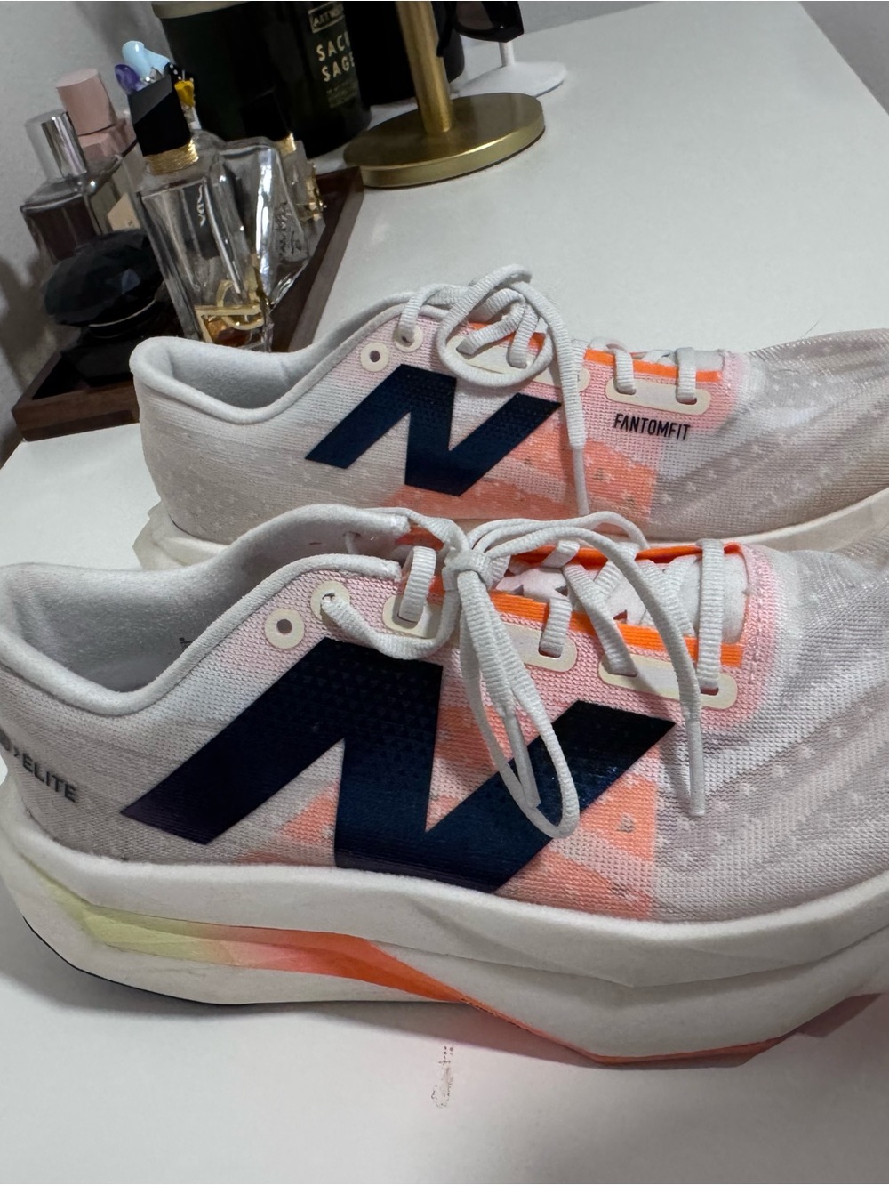 New Balance Kids White, Pink & Navy FantomFit Sneakers